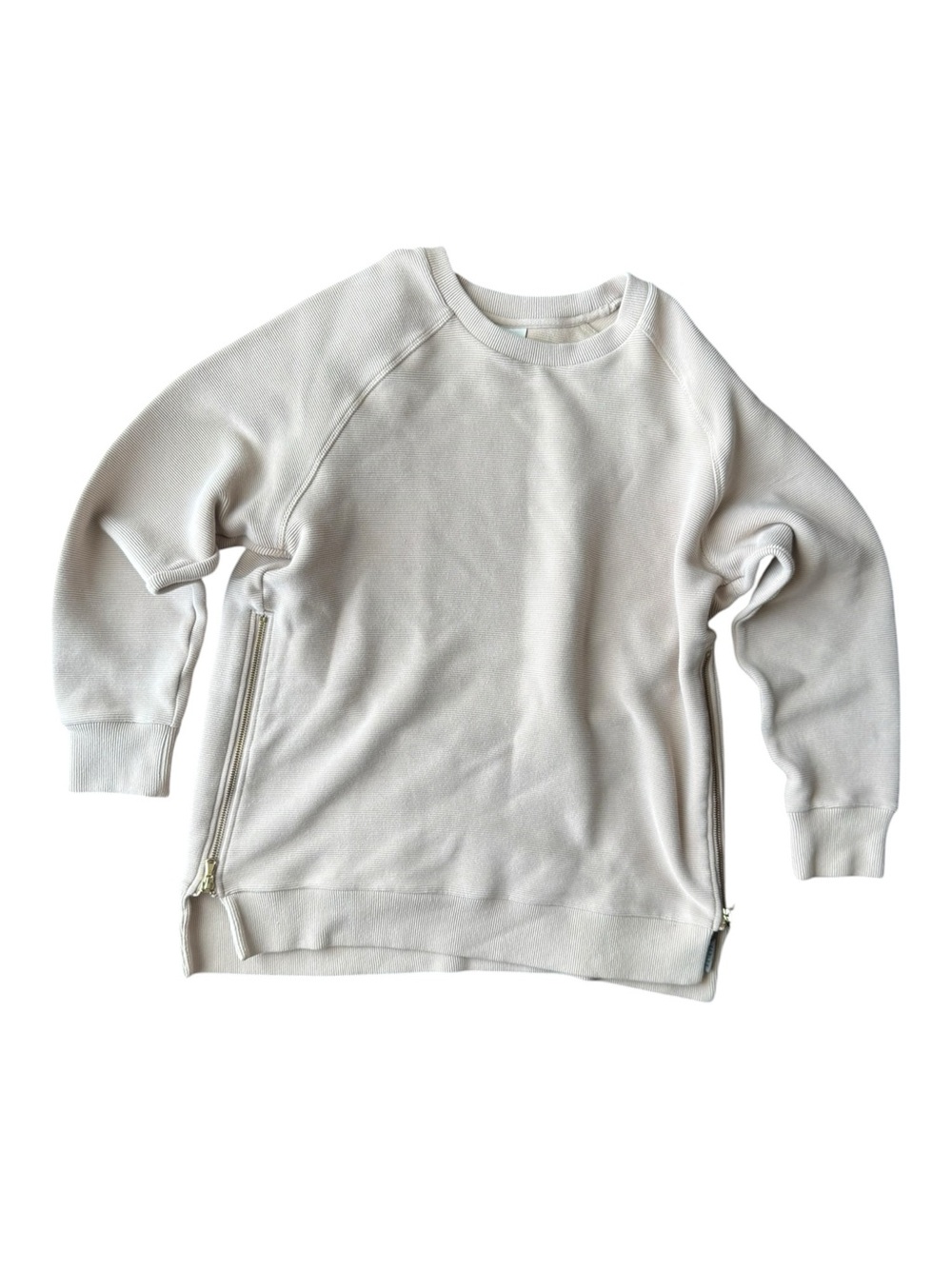Varley Cream Crew Sweatshirt with Side Zip Details Size L